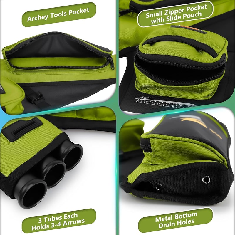 Sunya Archery Hip Quiver for Arrows. Includes 3 Tubes Arrow Holder, Accessories Pockets and Waist Belt. Fit for Compound and Recurve Bow Practice. - Image 4